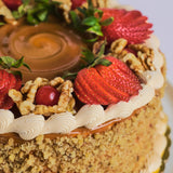 Pastel de plátano con nuez y cajeta